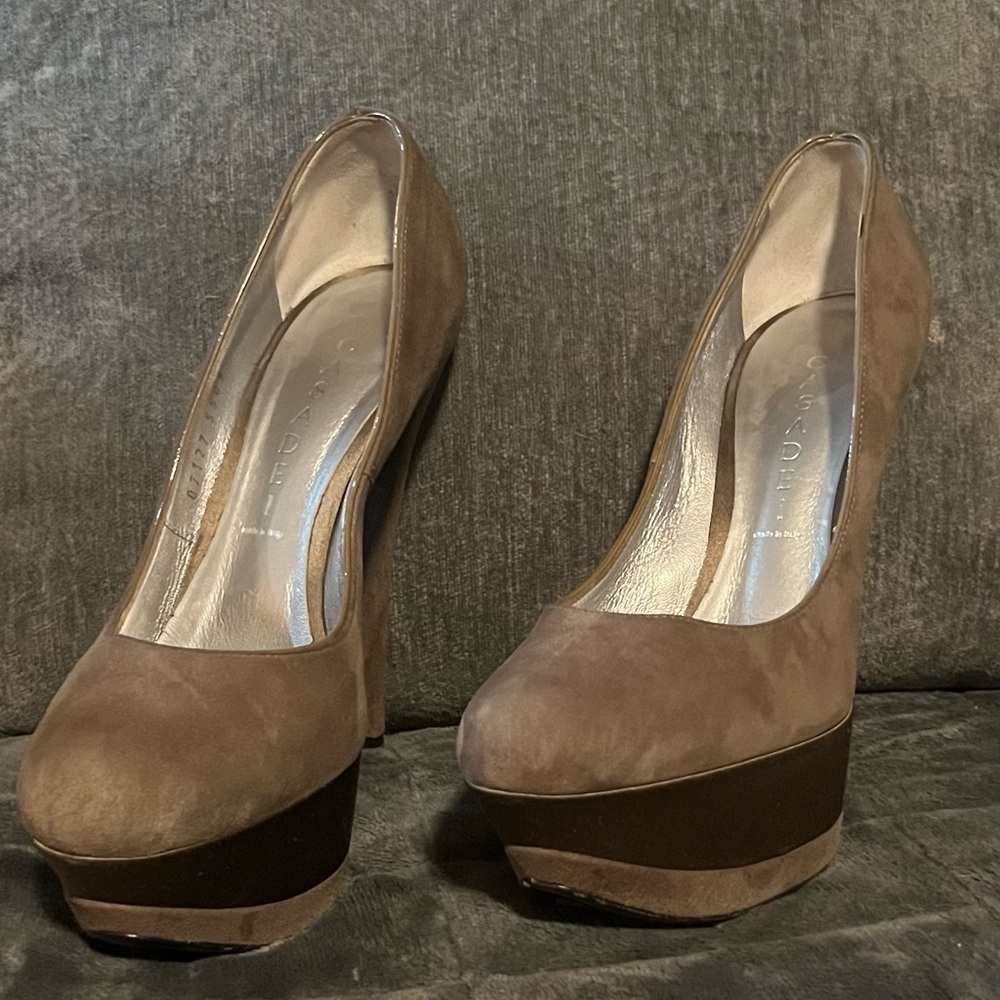 Casadei Tan Platform Heels